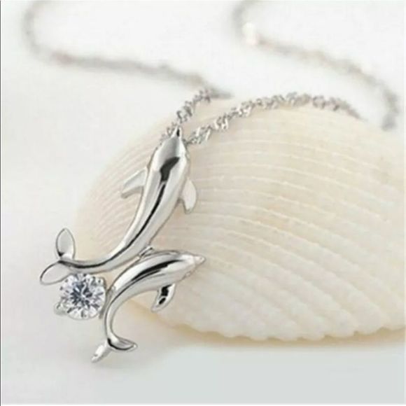 Dolphin Rhinestone Necklace - Picture 3 of 8